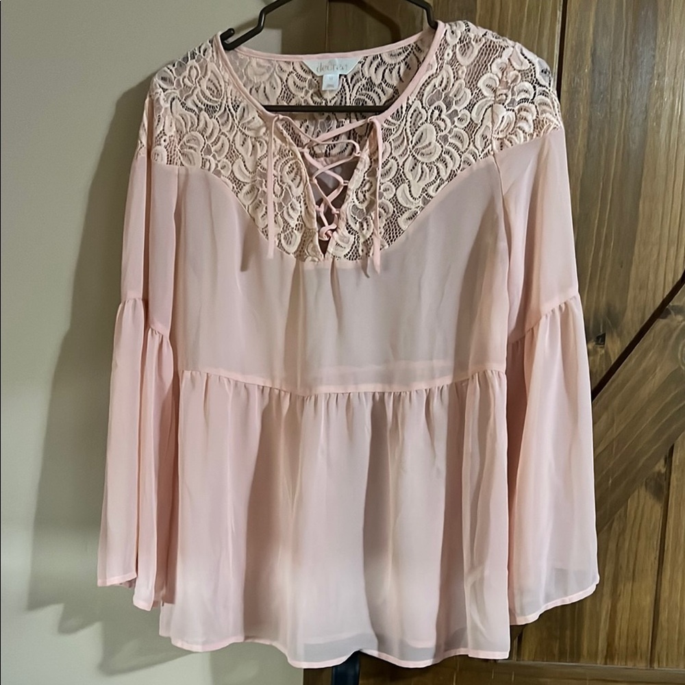 Lush Blush Lace Accent Blouse